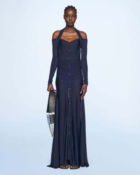 La robe Lagoa - JACQUEMUS | Official website Jacquemus Dress, Dress Knit, Bare Shoulders, Bags And Accessories, Neck Strap, Accessories For Women, Official Store, Knit Dress, Clothing Accessories