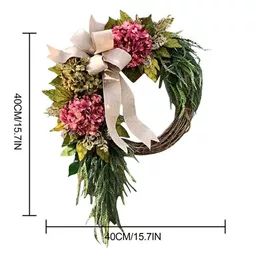 Jessboyy 16 Inch Fall Wreath Front Door Wreath Grain Wreath Harvest Halloween Thanksgiving Autumn... | Walmart (US) Pink Hydrangea Wreath, Spring Flower Wreath, Door Hanging Decorations, Artificial Garland, Artificial Hydrangeas, Hanging Garland, Hydrangea Wreath, Artificial Wreath, Pink Hydrangea