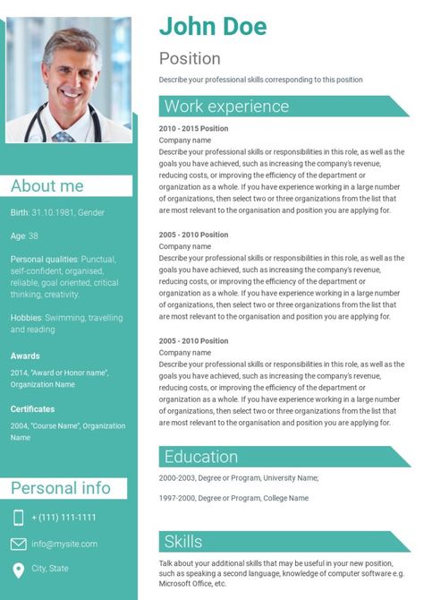 Doctor resume sample, made on Wilda Cv Pattern, Cv Format For Job, Curriculum Vitae Design, Medical Resume Template, Resume Design Free, Medical Resume, A Business Proposal, Good Cv, Resume Pdf