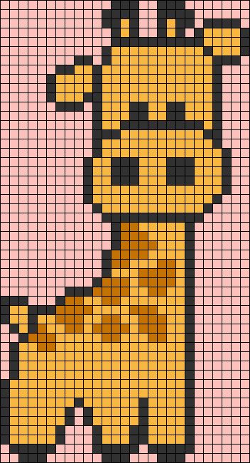 Giraffe Pixel Art, Fantasy Giraffe, Giraffe Outfit, Giraffe Cute, Yarn Animals, Yarn Wall Art, Tiny Cross Stitch, Easy Pixel Art, Pixel Art Templates