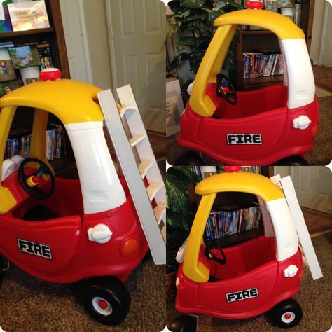 Cozy Coupe Fire Truck, Fire Truck Cozy Coupe, Cars Halloween Costume, Tree Ladder, Football Halloween Costume, Cozy Coupe Makeover, Campground Ideas, Football Halloween, Play Area Backyard