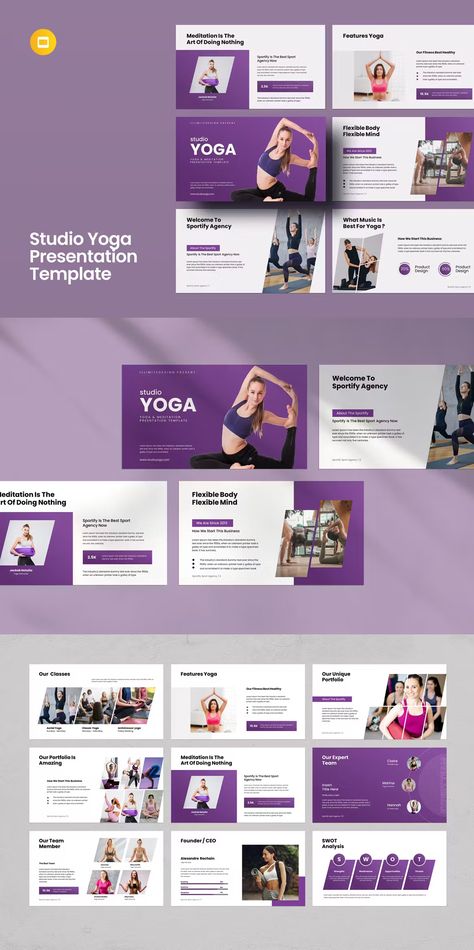 Studio Yoga Google Slides Presentation Template - 30 Slides in Total Yoga Template, Yoga Business, Slide Presentation, Google Slides Presentation, Slides Presentation, Presentation Slides Templates, Yoga Art, Yoga Studio, Presentation Template