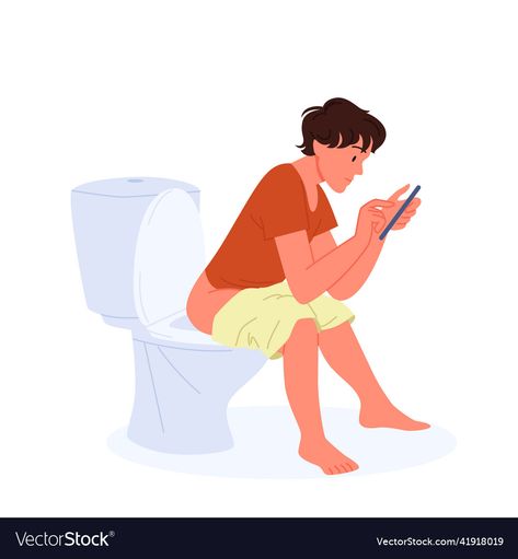 Sitting On Toilet Reference, Mobile Addicted Images, Toilet Illustration, Sitting On Toilet, Toilet Drawing, Bathroom Drawing, Good Morning Sun, Funny Guy, Healthy Life Hacks