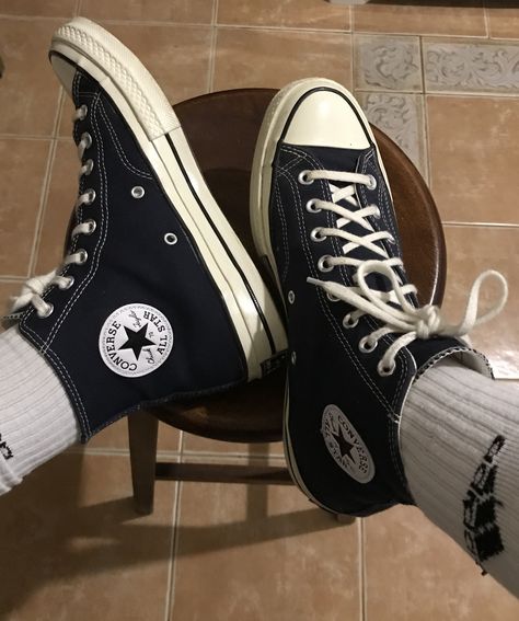 High Converse Outfit, Converse Shoes Men, Converse 70, Knee High Converse, Converse 1970s, Cute Casual Shoes, Shoes Streetwear, Socks Sneakers, Outfits With Converse