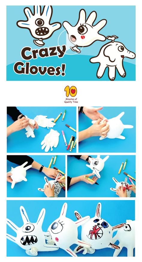 Activities to Do at Home With Kids - Crazy Gloves School Aged Activities Daycare, After School Club Activities, School Age Crafts, Activities To Do At Home, School Age Activities, After School Care, Home With Kids, Holiday Activities For Kids, Holiday Club