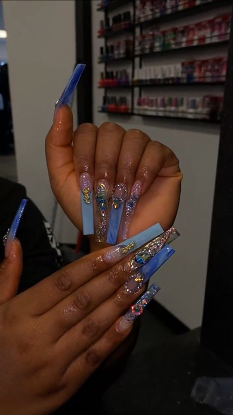 Birthday Xl Nails, Long Acyrilics Nails, Acyrilics Nails, Grabbers Nails, Birthday Nails Black, Nail Chart, Xl Nails, Long Acrylic Nail Designs, Diy Acrylic Nails