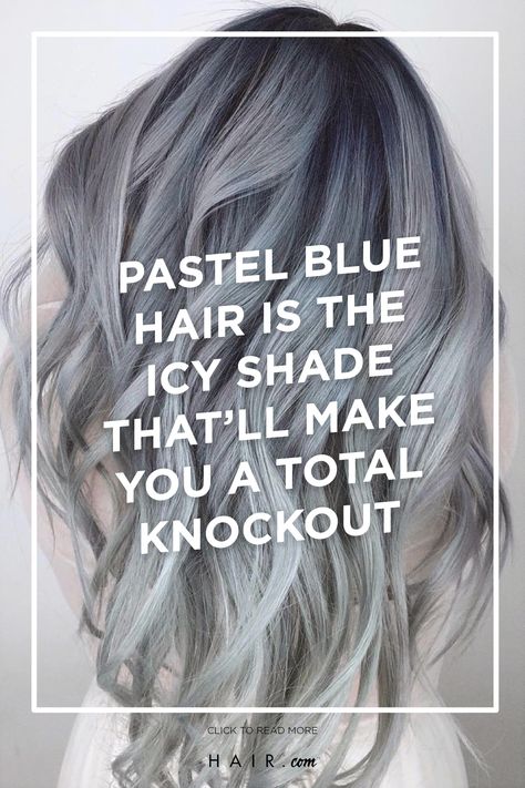 Icy Silver Blue Hair, Greyish Blue Hair, Silvery Blue Hair, Blue Hair Ideas, Icy Blue Hair, Silver Blue Hair, Blue Grey Hair, Pastel Blue Hair, Silver Hair Color