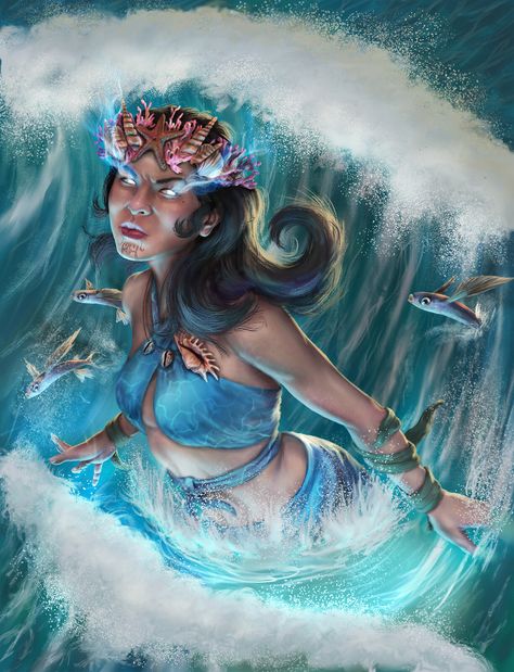 Hawaiian Mythology, Hawaiian Goddess, Orishas Yoruba, Hawaiian Artists, Hawaiian Woman, Goddess Of The Sea, Forgotten Realms, Greek And Roman Mythology, Sea Witch