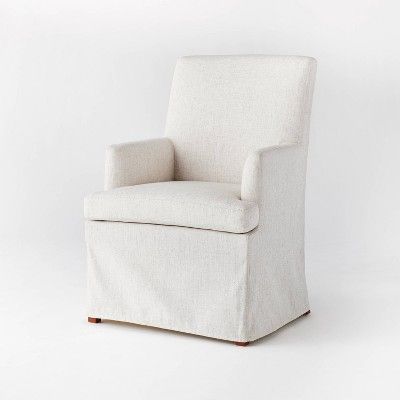 Upholstered Slipcover Dining Chair Cream - Threshold™ Designed With Studio McGee : Target Sanctuary Home Decor, Sanctuary Home, Colored Dining Chairs, Shea Mcgee, Woven Dining Chairs, Windsor Dining Chairs, Arm Chair Styles, High Back Dining Chairs, Comfy Seating