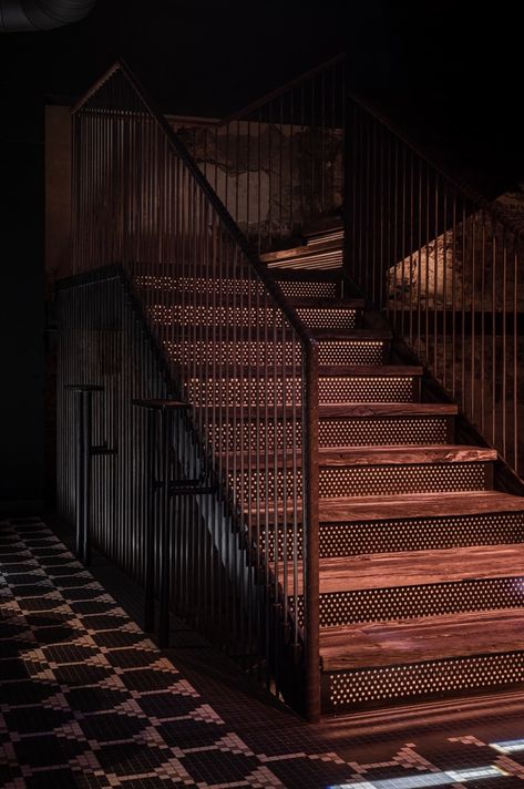 Cozy Bar, Stair Lift, Pub Design, American Bars, Lviv Ukraine, Vintage Bauhaus, Staircase Railings, Open Fireplace, Interior Stairs