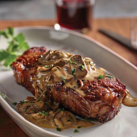 Steak Au Poivre with Sherry Mushroom Cream Sauce by H-E-B Mushroom Steak Sauce Recipe, Sherry Sauce, Au Poivre Sauce, Mushroom Sauce Steak, Mushroom Cream Sauce, Sauce Au Poivre, Mushroom Sauce Recipe, Mushroom Cream Sauces, Cream Sauce Recipes