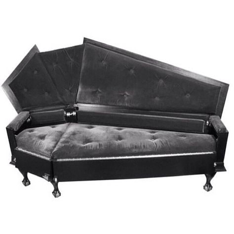 Coffin Couch, Coffin Furniture, Dark Home Decor, Goth Home, Goth Home Decor, Dark Home, Yay Or Nay, Home Goods Decor, Waiting Rooms