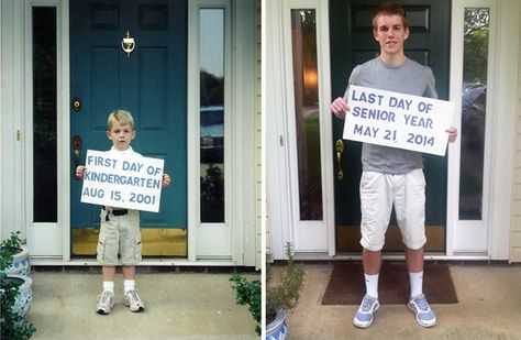 My Son On First Day Of Kindergarten And Last Day Of High School 1st Day Of School Pictures, Kindergarten Architecture, Last Days Of School, Kindergarten Photos, Kindergarten Pictures, First Day Of School Pictures, Vogue Kids, First Day Of Kindergarten, Funny People Pictures