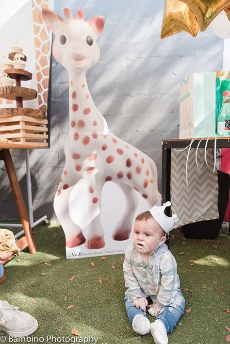 Sophie the Giraffe Inspired First Birthday Party featured on Pretty My Party Giraffe 1st Birthday, Giraffe First Birthday, Sophie Giraffe, Sophie The Giraffe, First Birthday Theme, Giraffe Party, 1st Birthday Dress, Giraffe Birthday, 1st Birthday Dresses