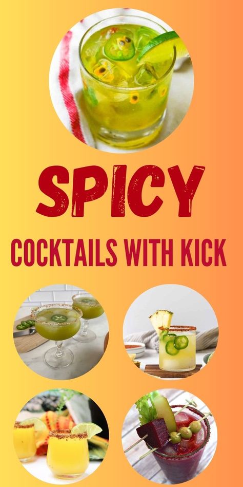 Spicy Cocktails with Kick | Sizzling Hot Spicy Cocktails With Kick | Summer Cocktail Ideas | Cocktails with Heat | Spicy Cocktail Recipes #SpicyCocktails #SizzlingHotCocktails #CocktailRecipes #SummerCocktails #Cocktails Spicy Vodka Cocktails, Spicy Drinks Cocktails, Sweet And Spicy Cocktail, Pineapple Cocktail Recipes, Spicy Cocktails, Hawaiian Drinks, Wine Cocktail Recipes, Cucumber Vodka, Floral Drink