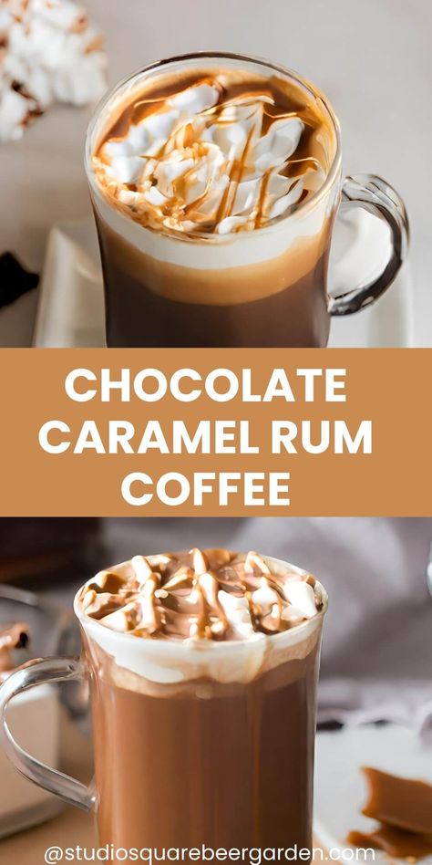 Chocolate Caramel Rum Coffee Rum And Coffee Drinks, Rum Coffee Cocktail, Coffee Alcoholic Drink, Boozy Coffee Drinks, Chocolate Benefits, Honey Coffee, Rum Recipes, Summer Drink Recipes, Ginger Snap Cookies