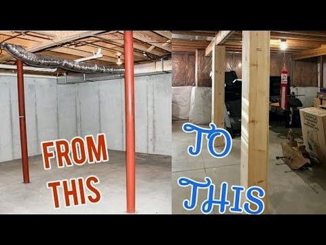 #basementremodel #basementguide #basementrenovation Ideas For Poles In Basement, Pole Covers Basement, How To Cover Basement Poles, Covering Basement Poles, Support Poles In Living Room, Basement Beam Ideas, Support Beam Cover Ideas, Cover Basement Poles, Basement Pole Cover Ideas