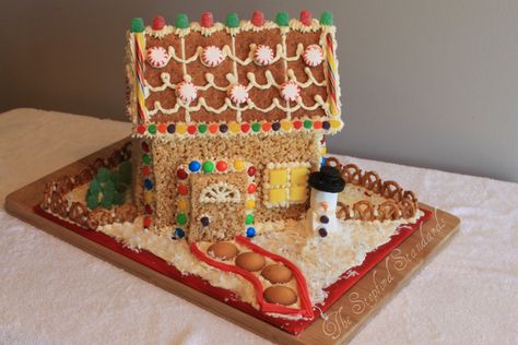 Rice Crispy Gingerbread House, Cereal Gingerbread House, Rice Krispie Gingerbread House, Traditional Gingerbread, Christmas Rice, Spice Drops, Build A House, Rice Krispy, Christmas Challenge