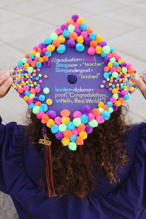 Computer Science Photoshoot, Computer Science Grad Cap, Graduation Cap Computer Science, Grad Cap Ideas College First Generation, Women In Stem Graduation Cap, Cybersecurity Graduation Cap, Graduation Cap Designs Computer Science, Marketing Graduation Cap, Computer Science Graduation Pictures