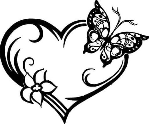 Heart Vector Design, First Tattoo Ideas, Love Symbol Tattoos, Butterfly Tattoo Stencil, Animal Tattoo Ideas, Butterfly Tattoos For Women, Cricut Stencils, Tattoo Zeichnungen, Tattoos For Women Half Sleeve