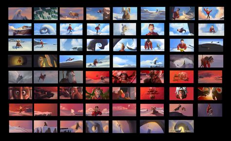 Color Script Animation, Color Script Visual Development, Dreamworks Visual Development, Background Color Palette, Story Board Animation Concept Art, Layout Animation, Colour Script, Storyboard Action Scene, Bg Reference