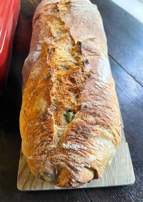 Green Olive, Rosemary and Black Pepper Loaf for World Bread Day Olive Loaf Bread, Green Olive Bread, Olive Loaf, Rosemary Bread, Olive Bread, Recipes Homemade, Crusty Bread, Green Olive, Instant Yeast