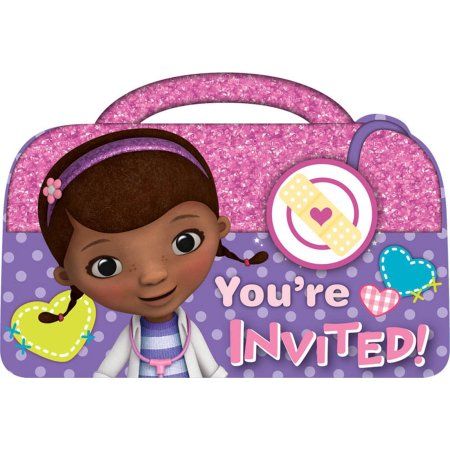 Disney Doc Mcstuffins, Doc Mcstuffins Birthday Party, Doc Mcstuffins Party, Doc Mcstuffins Birthday, 40th Birthday Cards, Postcard Invitation, Doc Mcstuffins, Birthday Party Planning, Disney Junior