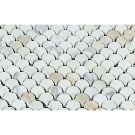 Marble Fish Scale Mosaic Wall & Floor Tile Gold Tile Bathroom, Hexagon Mosaic Tile, Gold Tile, Calacatta Gold Marble, Marble Polishing, Best Floor Tiles, Honed Marble, Calacatta Gold, Marble Mosaic Tiles