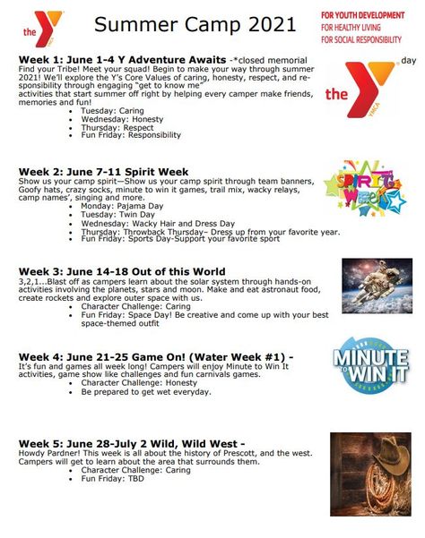 James Family Prescott YMCA Ymca Summer Camp, Annual Campaign, Team Banner, Day Camp, Financial Assistance, Charitable Organizations, Spirit Week, Membership Card, Camping Theme