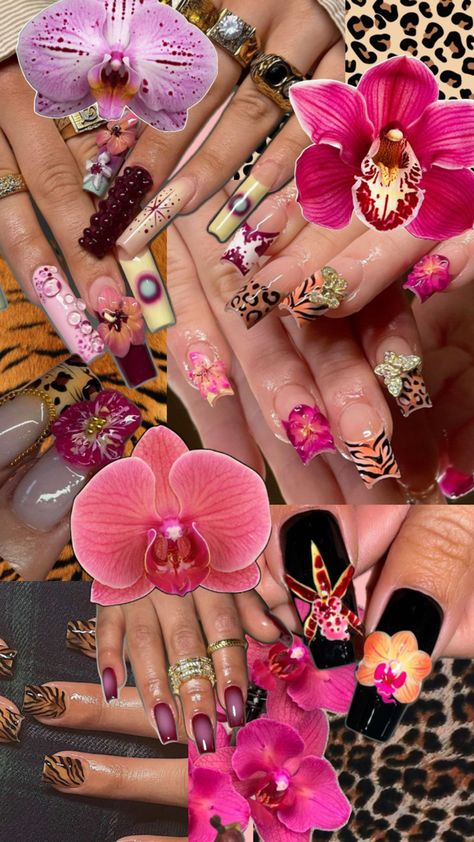 Coco Nails, Orchid Nails, Claw Nails, Print Nails, Pretty Gel Nails, Really Cute Nails, Animal Print Nails, Vacation Nails, Nail Tattoo