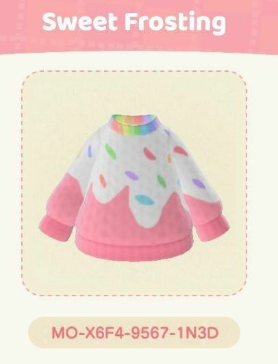 Acnh Pajama Design, Kawaii Acnh Outfits, Cookie Acnh, Animal Crossing Makeup, Acnh Rainbow, Rainbow Sprinkle, Acnh Clothes, Animal Crossing 3ds, Ac New Leaf