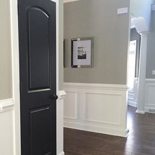 Tricorn Black paint color SW 6258 by Sherwin-Williams. View interior and… Black Interior Door, Tricorn Black, Black Paint Color, Black Interior Doors, Neutral Paint Color, Sherwin Williams Paint Colors, Exterior Paint Colors, Black Doors, 2nd Floor