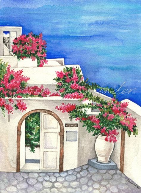 Santorini Oia Watercolor Painting, Original Cityscape Painting, Greece Painted on 300 g original watercolor paper, acid-free,cold pressed, grain fin. Artist: Atanaska Djambazova, Hand-signed and dated on the front. Directly from my studio. Size: 20 X 28 cm (8 X 11 inches). The painting is without frame. Color may vary to the original due to technical factors and screen monitor settings. Shipping info: The painting will be carefully packaged, unframed in protective cello bag within a flat mailer and shipped with tracking number.  All images an this shop are copyrighted and as such are subject to protection by copyright law. To see more paintings, please visit my shop: https://www.etsy.com/shop/RoseNLavender?ref=l2-shopheader-name THANK YOU for shopping by! Atanaska D. Santorini Sketch, Greece Watercolor Painting, Open Art, Learn Watercolor, Commission Painting, Cityscape Painting, Small Art, Figurative Art, Santorini