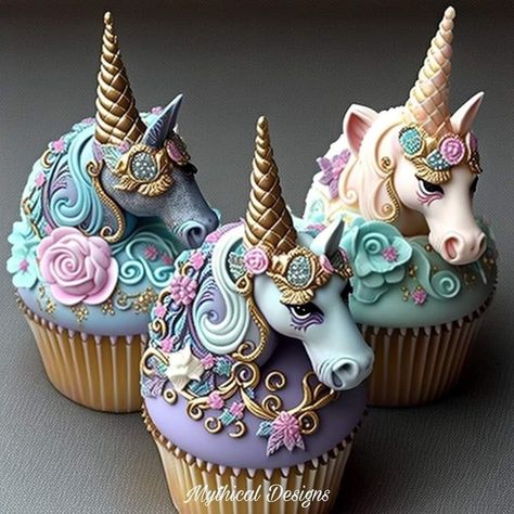 Fantasy Cupcakes, Cake Artwork, Fondant Cake Tutorial, Amazing Cupcakes, Specialty Cupcakes, Colorful Desserts, Amazing Food Decoration, Cupcake Cake Designs, Animal Cupcakes