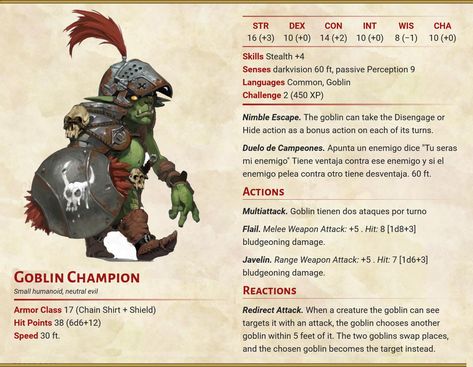 Goblins Dnd 5e, Goblin Pirate Dnd, Goblin Stats 5e, Dnd Monster Stat Block, Dnd Concept Art, Goblin Dnd, Dnd Goblin, 5e Monsters, Stat Block