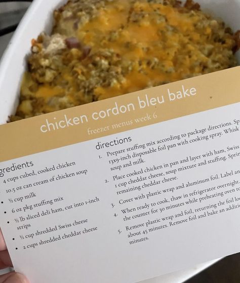 Chicken Cordon Bleu Casserole Recipe Freezer Chicken Cordon Bleu Casserole, Chicken Cordon Bleu Freezer Meal, Chicken Cordon Bleu Casserole Recipe, Easy Chicken Cordon Bleu, Cordon Bleu Recipe, Chicken Cordon Bleu Recipe, Cordon Bleu Casserole, Chicken Cordon Bleu Casserole, Easy Freezer Meals