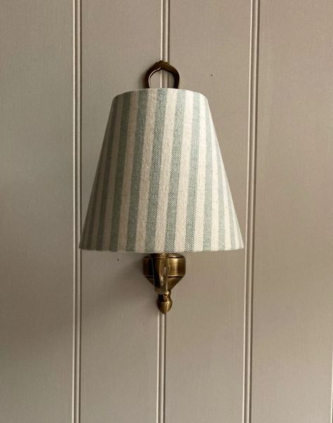 Cream & Duck Egg Stripe Luxury Candle Clip Lampshade. Bespoke. - Etsy UK Striped Candles, Luxury Candle, Fleur Design, Country Interior, Luxury Candles, Lighting Inspiration, Duck Egg, Lamp Shades, Lighting Design