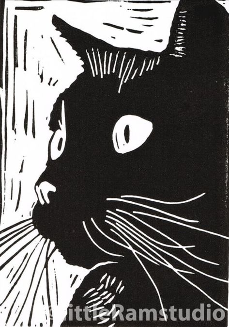 Lino Cut Art, Lino Print Pattern, Cut Cat, Lino Art, Lino Cut, Illustration Inspiration, Lino Print, Funny Cat, Linocut