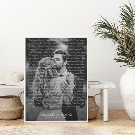 Couples Song Picture Frame, Song Lyric Picture Frame, Sensual Couple Wall Art, Wedding Song Lyrics, Wedding Song, First Anniversary Gifts, Favorite Song, 1st Anniversary, Wedding Songs