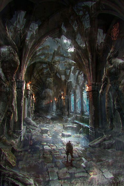 ArtStation - old castle corridor, silentfield Grafika Vintage, 다크 판타지, Fantasy City, Fantasy Castle, Fantasy Setting, Fantasy Places, Airbrush Art, The Ruins, Fantasy Art Landscapes