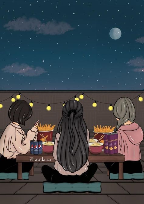 Friends Animated Wallpaper, Best Friend Animation, 3 Sisters Aesthetic, Coffee Animation, Animation Food, Animated Friends, Friends Animation, Food Animation, Friends Illustration