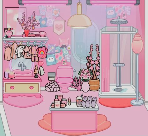 #tocalinite_27 Toca Life World Aesthetic Pfp, Bad Room Ideas, Kawaii Room Ideas, Hello Kitty Bedroom, Paper Doll Printable Templates, Rainbow House, Free House Design, Hello Kitty House, Wallpaper Iphone Disney Princess