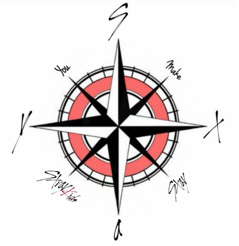 Skz Compass Logo, Skz Compass Tattoo, Stray Kids Compass Logo, Stray Kids Compass Tattoo, Kc Logo, Compass Drawing, Straykids Wallpaper, Compass Logo, S Logo Design