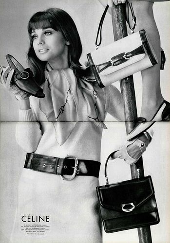 CELINE 1967 Tony Armstrong, 1969 Fashion, Celine Vintage, Vintage Celine, Samantha Jones, Fashion Cover, Vintage Icons, Vintage Bag, 1960s Fashion