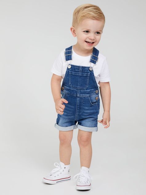 Dungaree Outfit, Dinner Gown, Overalls Fashion, Dungarees Shorts, Fashion Boy, Knit Denim, Boys Wear, Crystal Blue, Baby Shorts