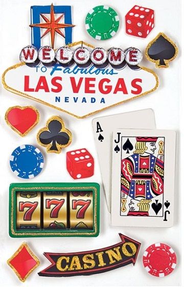 Las Vegas 3D Scrapbooking Stickers with Glitter Vegas Scrapbook, Vegas Theme, Sticker Machine, Alfabet Letters, Travel House, Paper House, Doodlebug Design, 3d Stickers, Casino Theme