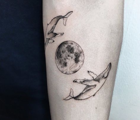 1,729 Likes, 24 Comments - Zihee_tattoo (@zihee_tattoo) on Instagram: “#moon#whale” Gojira Tattoo, Music Tattoos, Forearm Tattoo, Paw Print Tattoo, Skull Tattoo, Tatting, Body Art, Tattoo Designs, Nail Polish