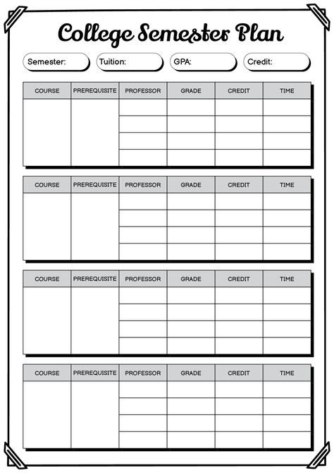 College Semester Plan Template College Course Planner, Semester Plan, Class Schedule College, Planning For College, College Student Budget, College Semester, Class Schedule Template, Student Weekly Planner, Planning Worksheet