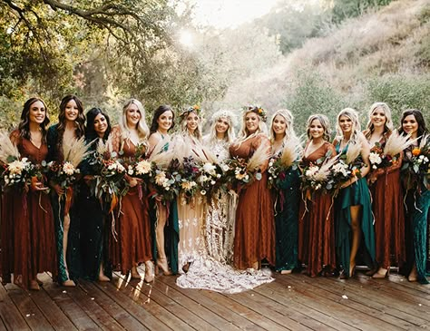 Sage Green Wedding Colors, Canyon Wedding, Women Standing, Fall Bridesmaids, Topanga Canyon, Wedding Color Combos, Green Wedding Colors, Fall Wedding Colors, Bridesmaid Style