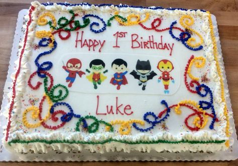 Superhero Sheet Cake, Central Illinois, Made From Scratch, First Birthday Party, Sheet Cake, Proud To Be, Amazing Cakes, First Birthday, From Scratch